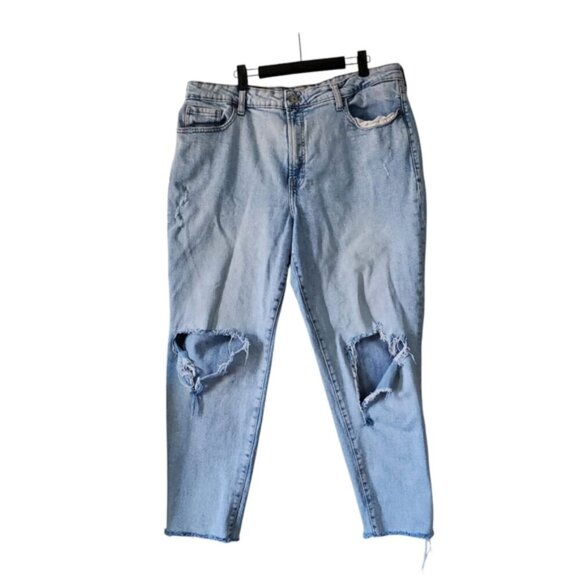 Old Navy High Rise OG Straight Distressed Light Wash Jeans 18 - Picture 2 of 9